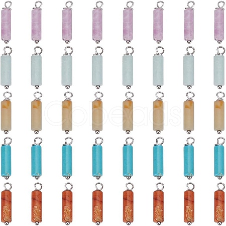 10Pcs 5 Styles Natural Lepidolite & New Jade & Flower Amazonite & Red Aventurine PALLOY-AR00012-1