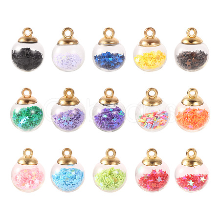 45Pcs 15 Colors Glass Ball Pendants GLAA-YW0001-17-1