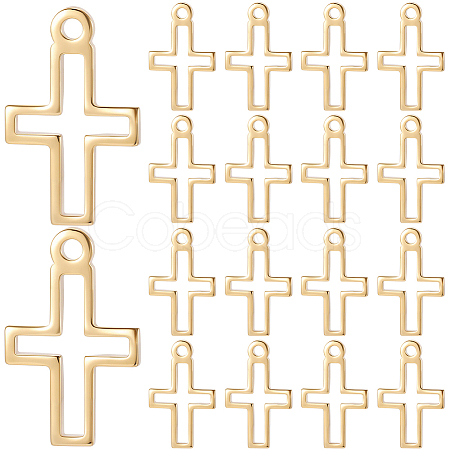 100Pcs Brass Tiny Cross Charms KK-BBC0024-59G-1