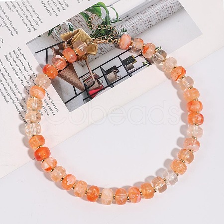 Alloy Resin Rondelle Beaded Necklaces for Women WG2A417-01-1