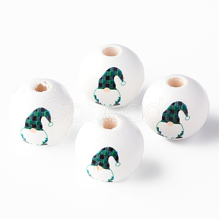 Painted Natural Wood Round Beads WOOD-N006-180A-1
