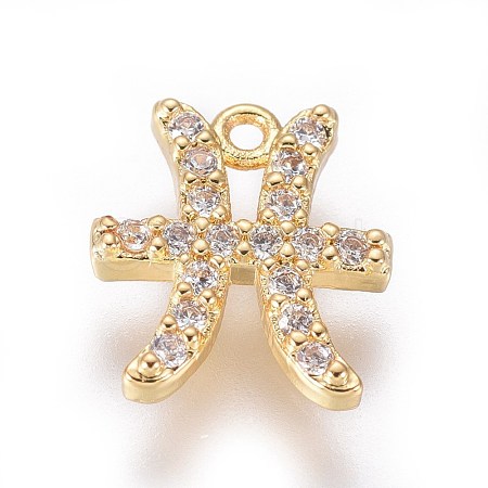 Golden Plated Brass Micro Pave Cubic Zirconia Charms ZIRC-L075-51E-1