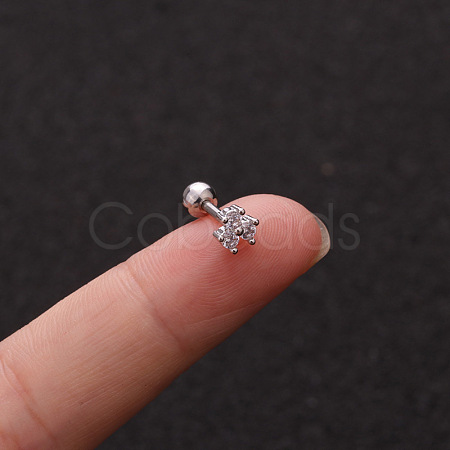 316L Surgical Stainless Steel Micro Pave Clear Cubic Zirconia Clover Cartilage Earrings WG9CD6D-41-1