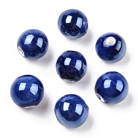 Glazed Porcelain Round Beads PORC-S489-8mm-05-1
