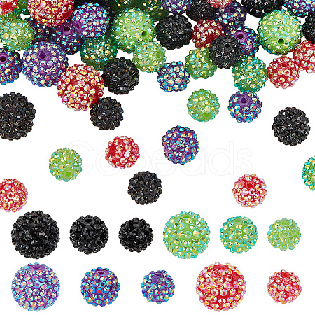 88Pcs 11 Style Resin Rhinestone Beads RESI-AR0001-40-1