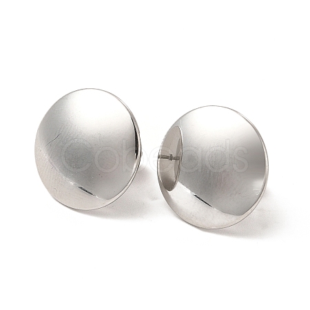 Non-Tarnish 304 Stainless Steel Flat Round Stud Earrings for Women EJEW-I281-31P-1