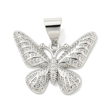 Brass Micro Pave Clear Cubic Zirconia Pendants ZIRC-P115-03P-1