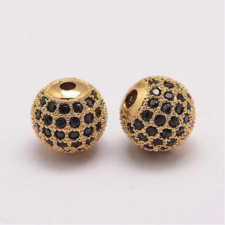 Brass Micro Pave Cubic Zirconia Beads ZIRC-E110-06G-1