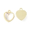 Alloy Pendants, Resin Heart Charms, Golden, Clear, 16.5x14x6.5mm, Hole: 2mm