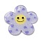 Acrylic Pendants, with Glitter Power, Flower with Smiling Face, Blue Violet, 38x39x2mm, Hole: 2.2mm