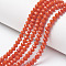 Opaque Solid Color Glass Beads Strands, Faceted, Rondelle, Orange Red, 2.9~3.3x2mm, Hole: 0.8mm, about 145~150pcs/strand, 34~35cm