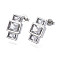 Cubic Zirconia Rectangle Dangle Stud Earrings, Real Platinum Plated Brass Jewelry for Women, Nickel Free, Clear, 14.5x8.5mm, Pin: 0.8mm