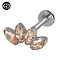 G23 Titanium with Cubic Zirconia Threadless Labrets, Flower, Light Salmon, 12mm, Pin: 1.2mm