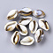 Acrylic Beads, Imitation Gemstone Style, Cowrie Shell, Floral White, 19.5x12x10mm, Hole: 1.8mm