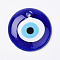 Handmade Lampwork Evil Eye Pendants, Flat Round, Blue, 50x8~10mm, Hole: 4.5~5.5mm