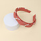 Cloth Hair Bands, with Plastic Pearl & Alloy Chains, Hair Accessories for Women Girls, Salmon, 30mm, Inner Diameter: 140x160mm