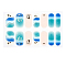 Full Cover Nombre Nail Stickers, Self-Adhesive, for Nail Tips Decorations, Light Sea Green, 24x8mm, 14pcs/sheet