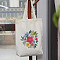 DIY Flower Pattern Tote Bag Embroidery Kit, including Embroidery Needles & Thread, Cotton Fabric, Plastic Embroidery Hoop, White, 390x340mm