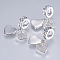 Brass Cubic Zirconia European Dangle Charms, Heart, Platinum, 20mm, Hole: 4mm, Pendant: 8x8~9x1mm