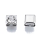 Brass Micro Pave Clear Cubic Zirconia Beads, Square, Platinum, 7x7x5.7mm, Hole: 1.8x3.4mm