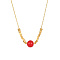 Stainless Steel Pendant Necklace for Women, Round & Cube, Golden, Red, 15-3/4 inch(40cm)