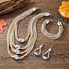 Alloy Barrel Beaded Multilayer Necklaces & Dangle Earring & Multilayer Bracelets Sets FS-WGE8EEA-04-1