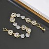 Heart Micro Pave Clear Cubic Zirconia Link Chain Bracelets for Women BJEW-C156-08B-GP-3