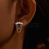 Moon 925 Sterling Silver Micro Pave Clear Cubic Zirconia Cartilage Earrings with Tassel Chains FS-WGA2317-06-1
