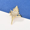 Brass Micro Pave Cubic Zirconia Cuff Rings RJEW-P167-02C-G-2