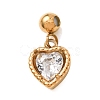 304 Stainless Steel Pave Clear Cubic Zirconia Pendants LS-CU-CBAB6EC-07G-03-1