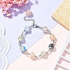 Resin with Gold Foil Round Beaded Chain Bracelet BJEW-JB09474-01-4