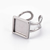 Tarnish Resistant 201 Stainless Steel Cuff Pad Ring Settings STAS-S080-041B-P-3