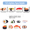 12Pcs 12 Styles Sushi Polyester Embroider Thread Iron on/Sew On Patches DIY-DC0003-87-2