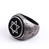 Star of David Pattern 304 Stainless Steel Finger Rings for Men FS-WGD55C6-32-1