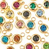 24Pcs 12 Colors 304 Stainless Steel Rhinestone Charms & Links connectors STAS-LS0001-28G-4