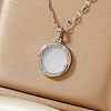 Fashionable Brass Clear Cubic Zirconia Flat Round Pendant Necklaces Women's Versatile Accessory MS7483-2-1