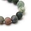Natural Frosted Indian Agate Round Bead Strands G-M063-6mm-01-2