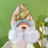 Cotton Rainbow Keychain with Artificial Fur Ball PW-WG86604-08-1
