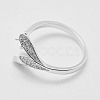 Anti-Tarnish Adjustable Rhodium Plated 925 Sterling Silver Cuff Rings STER-K038-017P-3