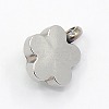 201 Stainless Steel Rhinestone Flower Charm Pendants RB-M030-03B-2