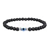 Glass Evil Eye 4MM Natural Lava Rock Beaded Stretch Bracelets for Men VE1501-4-1