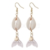 7 Pairs Natural Cowrie Shell Glass Dangle Earrings EJEW-JE06385-3