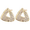 Brass Micro Pave Clear Cubic Zirconia Triangle Stud Earrings for Women EJEW-G362-11KCG-1