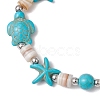 2Pcs Starfish & Turtle Natural Freshwater Shell Beads Stretch Bracelets for Women BJEW-JB11922-6