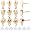 24Pcs 3 Style Teardrop & Shell & Heart Alloy Stud Earrings Findings FIND-BBC0002-76-1