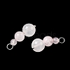 Natural Rose Quartz Round Beaded Pendants PALLOY-JF02867-04-2