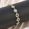 Brass Micro Pave Clear Cubic Zirconia Link Chain Bracelets for Women BJEW-C156-06B-PG-1