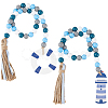 2Pcs 2 Styles Wood Beaded Hanging Ornaments HJEW-GF0001-56B-1