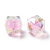Two Tone UV Plating Rainbow Iridescent Acrylic Beads TACR-D010-02C-2