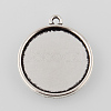Tibetan Style Antique Silver Alloy Flat Round Pendant Cabochon Settings X-TIBEP-M022-44AS-1